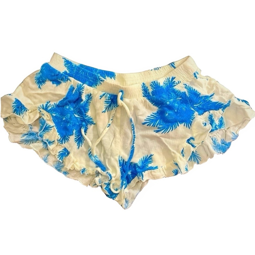 Surf Gypsy Shorts Size S. Palm Tree Beachy Flowy Ruffles Micro Shorts